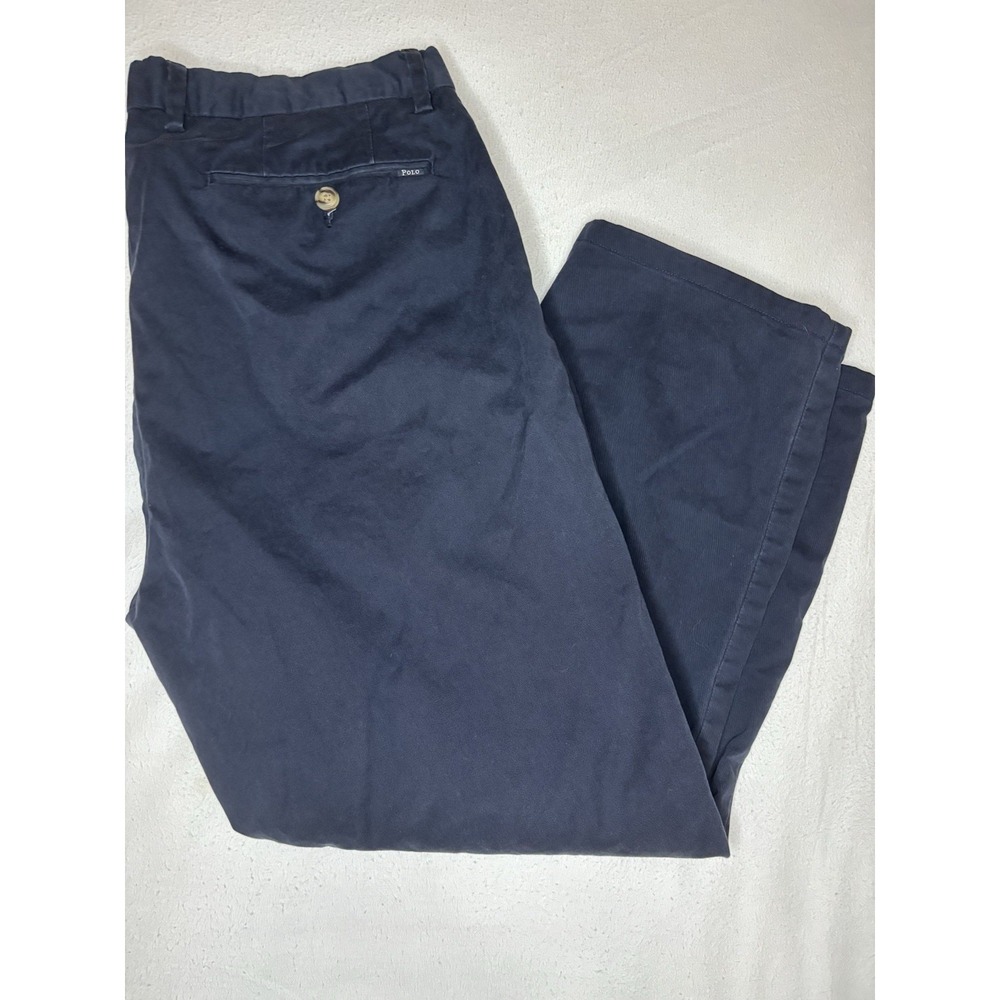 Ralph Lauren Chino Pants Mens‎ 34x26 Navy Blue Stretch Classic Fit Preppy Cotton
